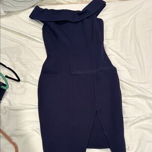 Lulu's Blue Off-Shoulder Bodycon Mini Dress